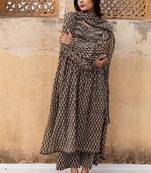 Women ethnic motifs printed a-line kurta with palazzo & dupatta