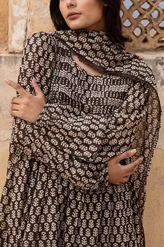 Women ethnic motifs printed a-line kurta with palazzo & dupatta