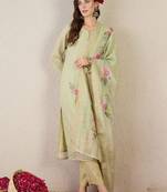 Women floral embroidered thread work pure cotton kurta with trousers & dupatta