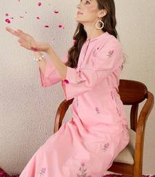 Women floral embroidered cotton kurta with trousers