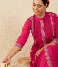 Women ethnic motifs printed cotton a-line kurta with trousers