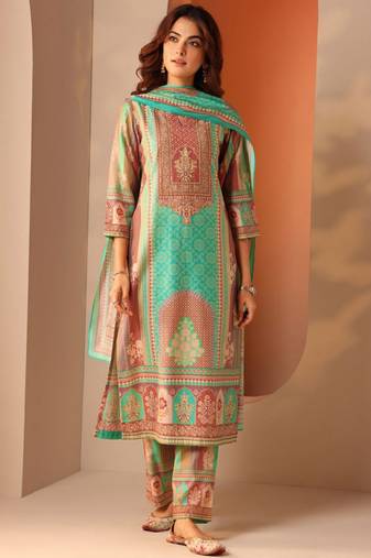 Women ethnic motifs printed kurta with trousers & dupatta