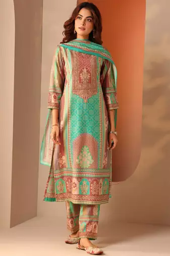 Women ethnic motifs printed kurta with trousers & dupatta