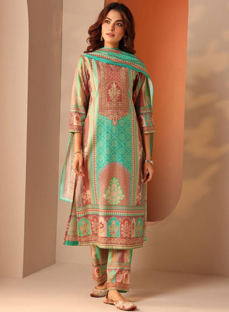 Women ethnic motifs printed kurta with trousers & dupatta