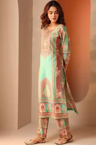 Women ethnic motifs printed kurta with trousers & dupatta