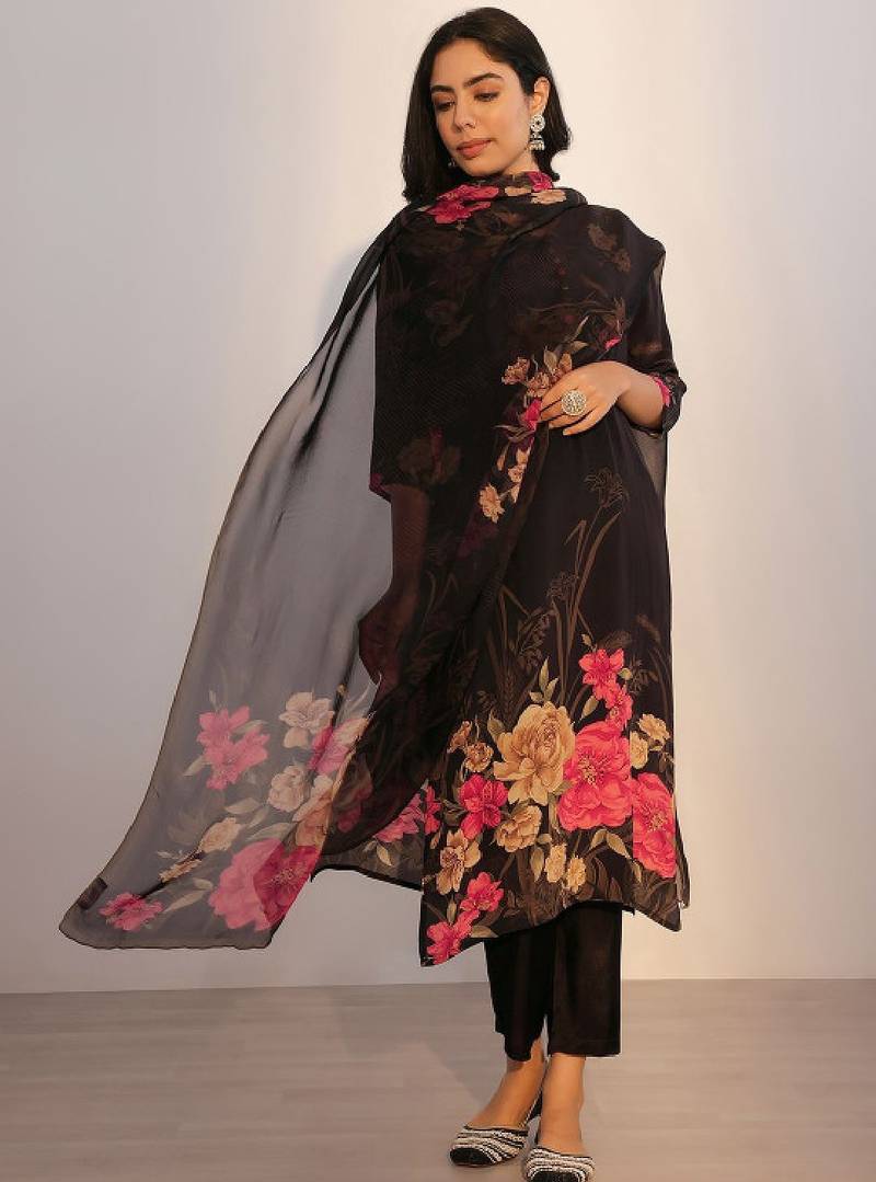Women floral printed kurta with trousers & dupatta