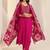 Floral embroidered round neck thread work straight kurta with trousers & dupatta
