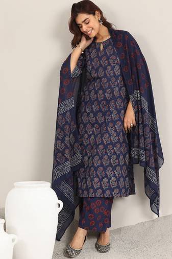 Women floral printed kurta with palazzos & dupatta