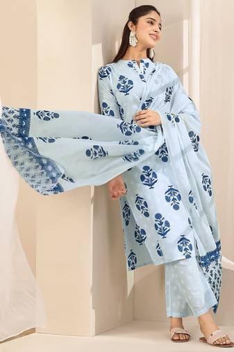 Women floral printed kurta with palazzos & dupatta