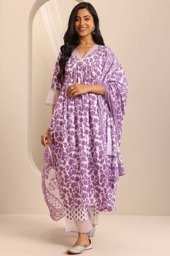Women ethnic motifs printed empire a-line kurta & palazzos with dupatta