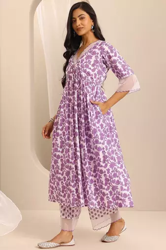 Women ethnic motifs printed empire a-line kurta & palazzos with dupatta