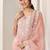 Floral embroidered notch neck organza straight kurta & trousers with dupatta