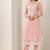 Floral embroidered notch neck organza straight kurta & trousers with dupatta