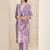 Floral printed v-neck straight kurta with trousers & dupatta