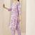 Floral printed v-neck straight kurta with trousers & dupatta