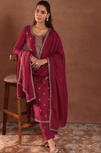 Women ethnic motifs printed kurta with trousers & dupatta