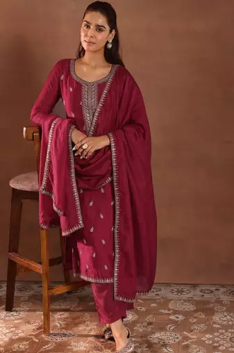 Women ethnic motifs printed kurta with trousers & dupatta