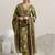 Floral printed v neck thread work straight kurta with trousers & dupatta
