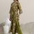 Floral printed v neck thread work straight kurta with trousers & dupatta