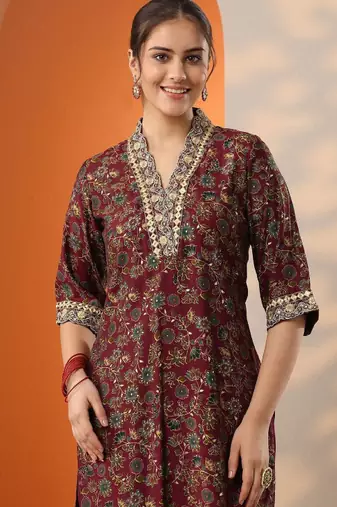 Women floral printed kurta with trouser & dupatta