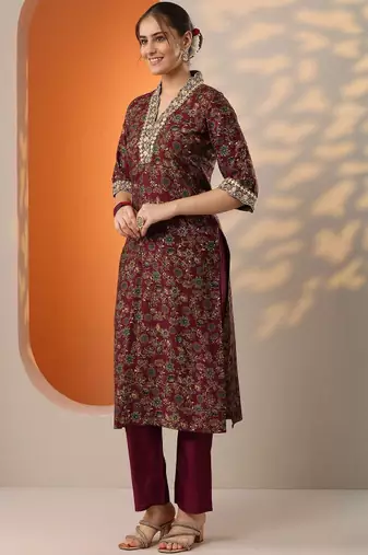 Women floral printed kurta with trouser & dupatta