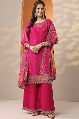 Women ethnic motifs printed kurta with trouser & dupatta