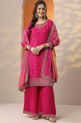 Women ethnic motifs printed kurta with trouser & dupatta