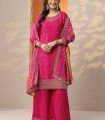 Women ethnic motifs printed kurta with trouser & dupatta