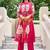 Floral printed mandarin collar pleated pure cotton a-line kurta with trousers