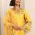 Floral embroidered regular thread work v-neck kurta with trousers & dupatta