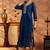 Floral embroidered round neck zari pure silk kurta