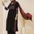 Ethnic motifs printed v-neck mirror work a-line kurta with palazzos & dupatta