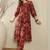 Women floral printed pleated pure cotton kurta with trousers