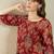 Women floral printed pleated pure cotton kurta with trousers
