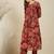 Women floral printed pleated pure cotton kurta with trousers
