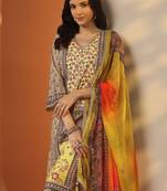 Ethnic motifs printed v-neck kurta with trousers & dupatta