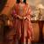Ethnic motifs embroidered panelled thread work kurta with palazzos & dupatta