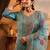 Floral woven design thread work straight kurta with trousers & dupatta