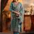 Floral woven design thread work straight kurta with trousers & dupatta