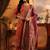 Woven design printed thread work straight kurta with harem pants & dupatta