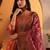 Woven design printed thread work straight kurta with harem pants & dupatta