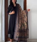 Women ethnic motifs regular kurta with trousers & with dupatta