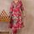 Women floral printed pleated pure cotton kurta with trousers