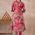 Women floral printed pleated pure cotton kurta with trousers