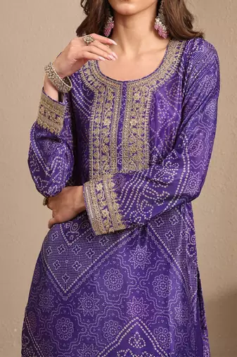 Women ethnic motifs printed regular gotta patti kurta with sharara & with dupatta