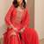 Women ethnic motifs printed regular thread work kurta with sharara & with dupatta