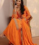 Women bandhani printed regular gotta patti kurta with sharara & with dupatta