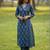 Women ethnic motifs printed angrakha pure cotton kurta with trousers