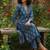 Women ethnic motifs printed angrakha pure cotton kurta with trousers