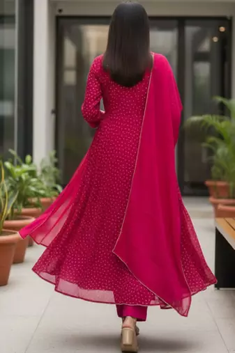 Women ethnic motifs printed panelled thread work kurta with trousers & with dupatta
